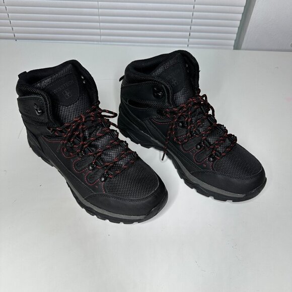 Swiss Tech Men’s Leather Hiker Boots Black Red Outdoor Size 10 NWOT - Picture 2 of 6